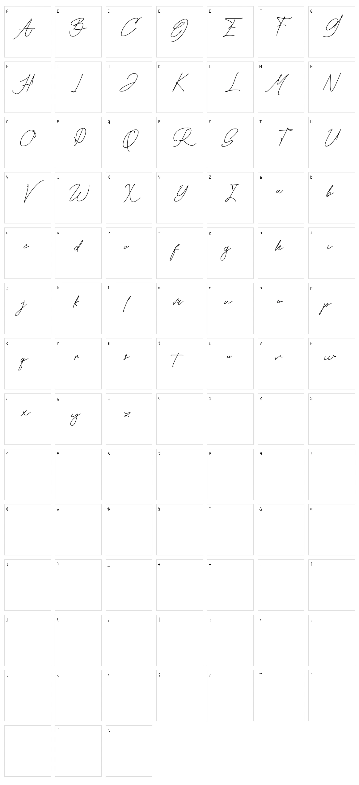 Marillia Vion Script Character Set
