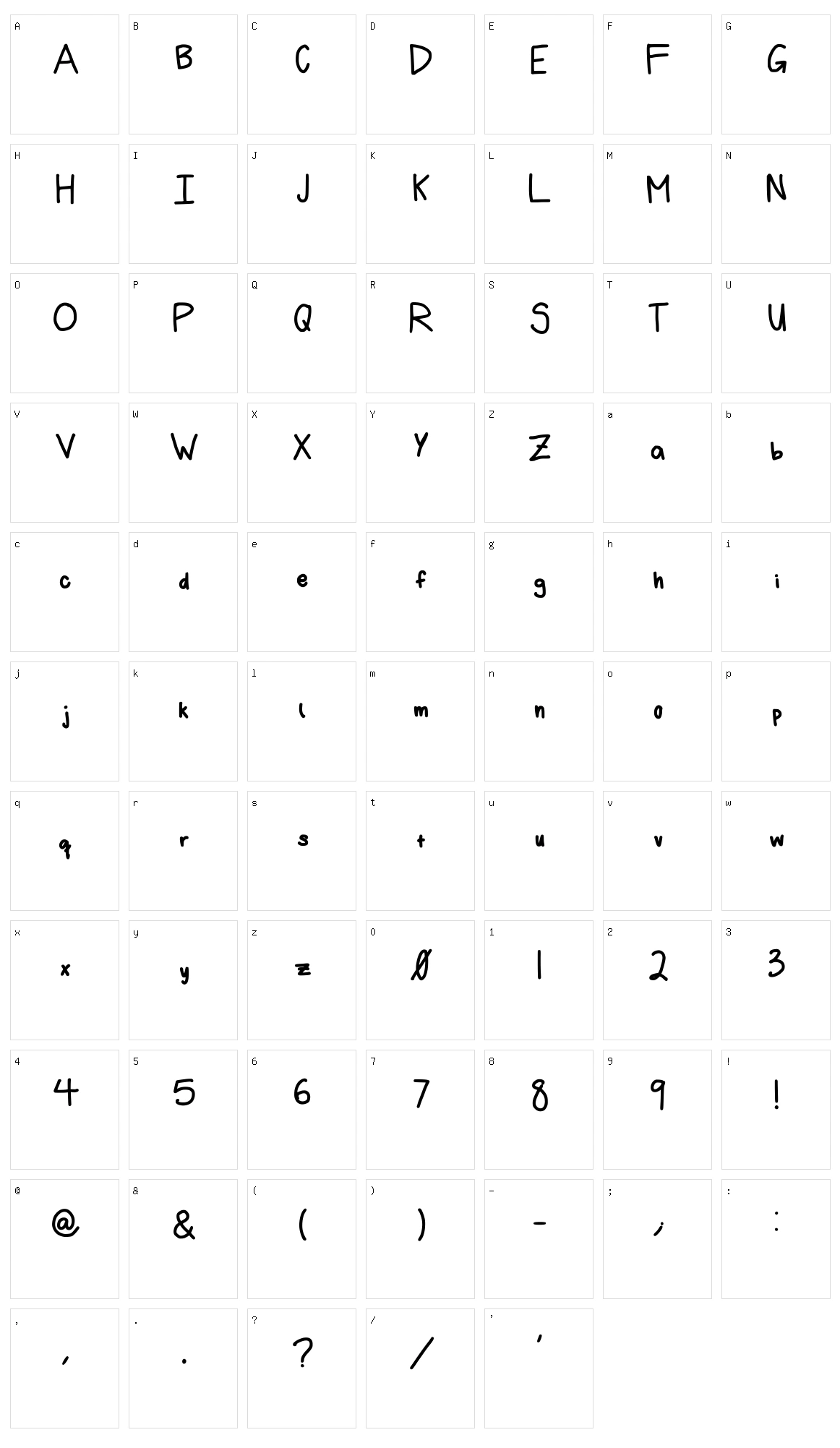 Marisa Handwriting Character Set