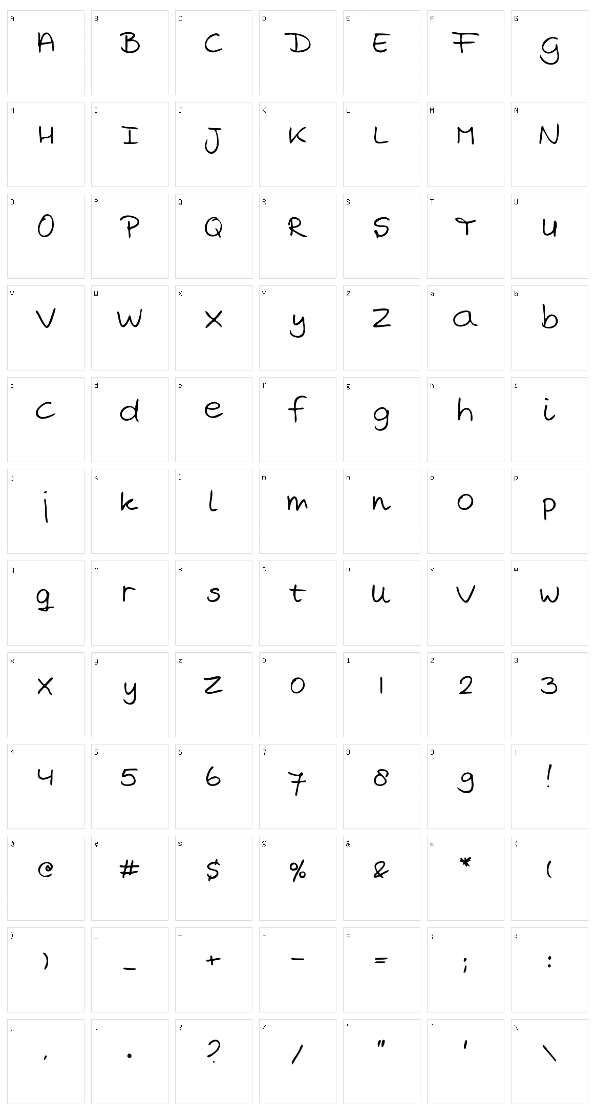 Marjan's handwriting Character Set
