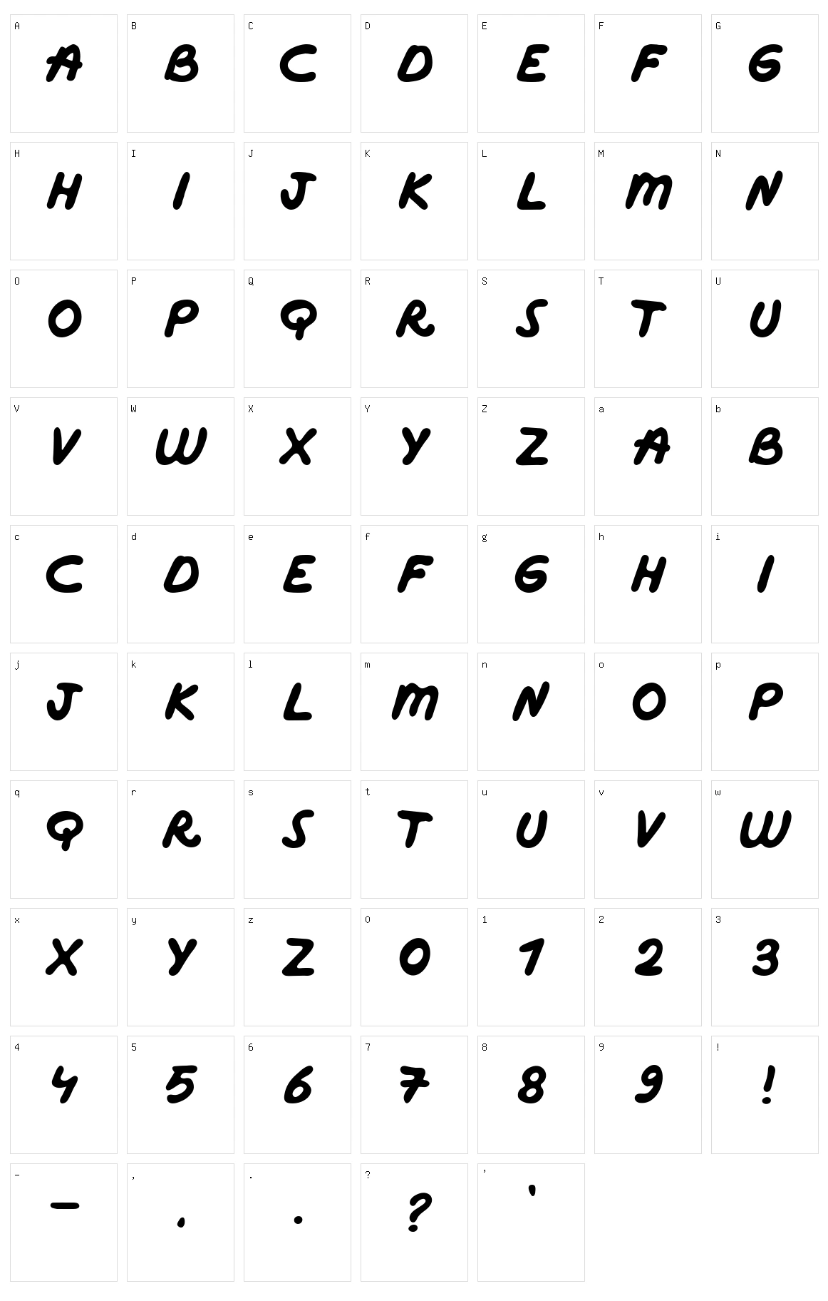 Marker Font Character Set