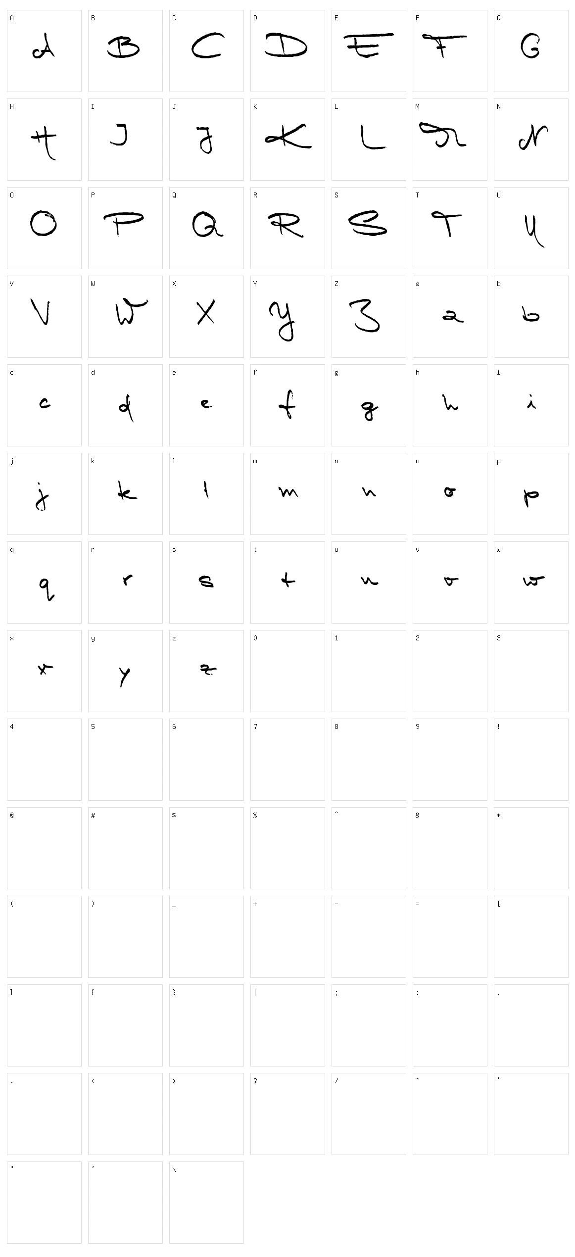 Marleen Script Character Set