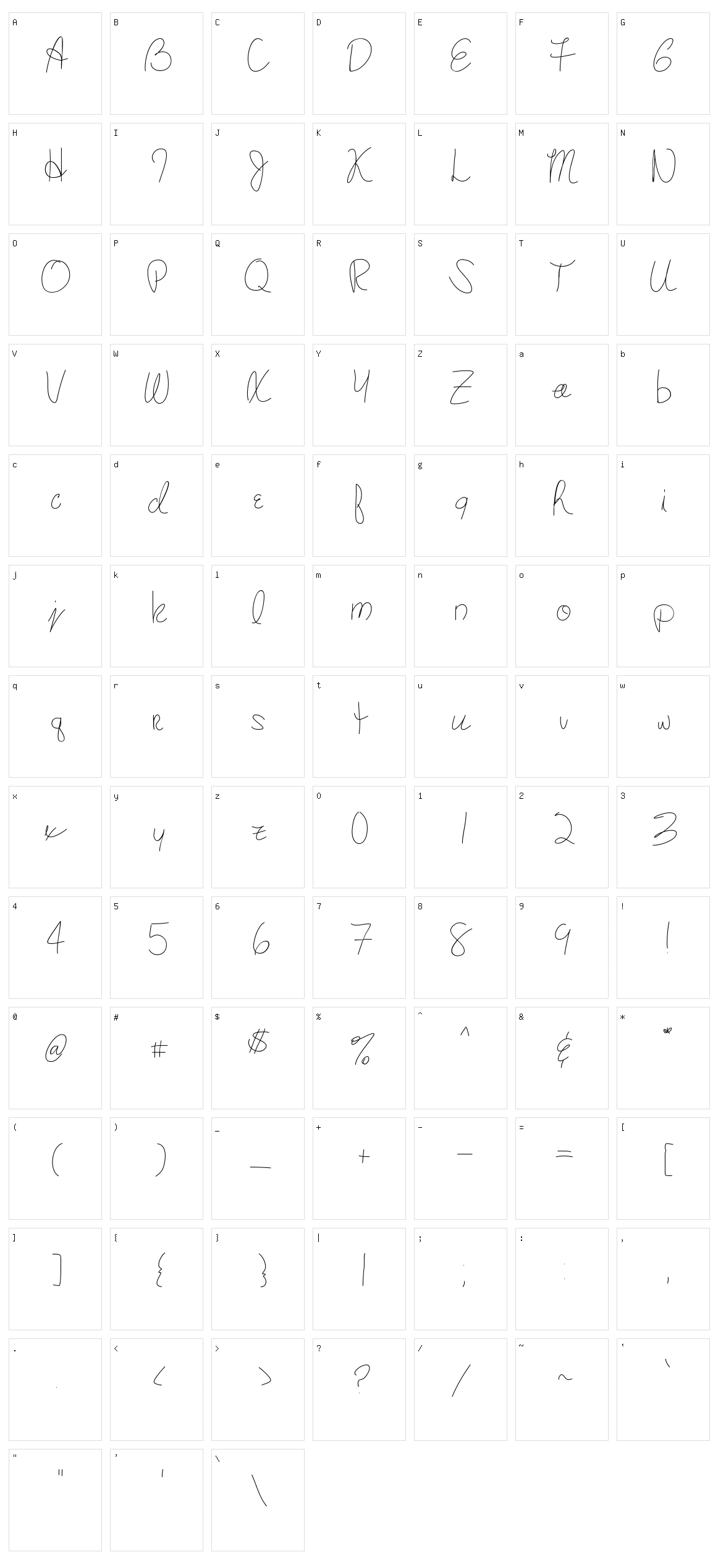 Mary's Handwriting Character Set