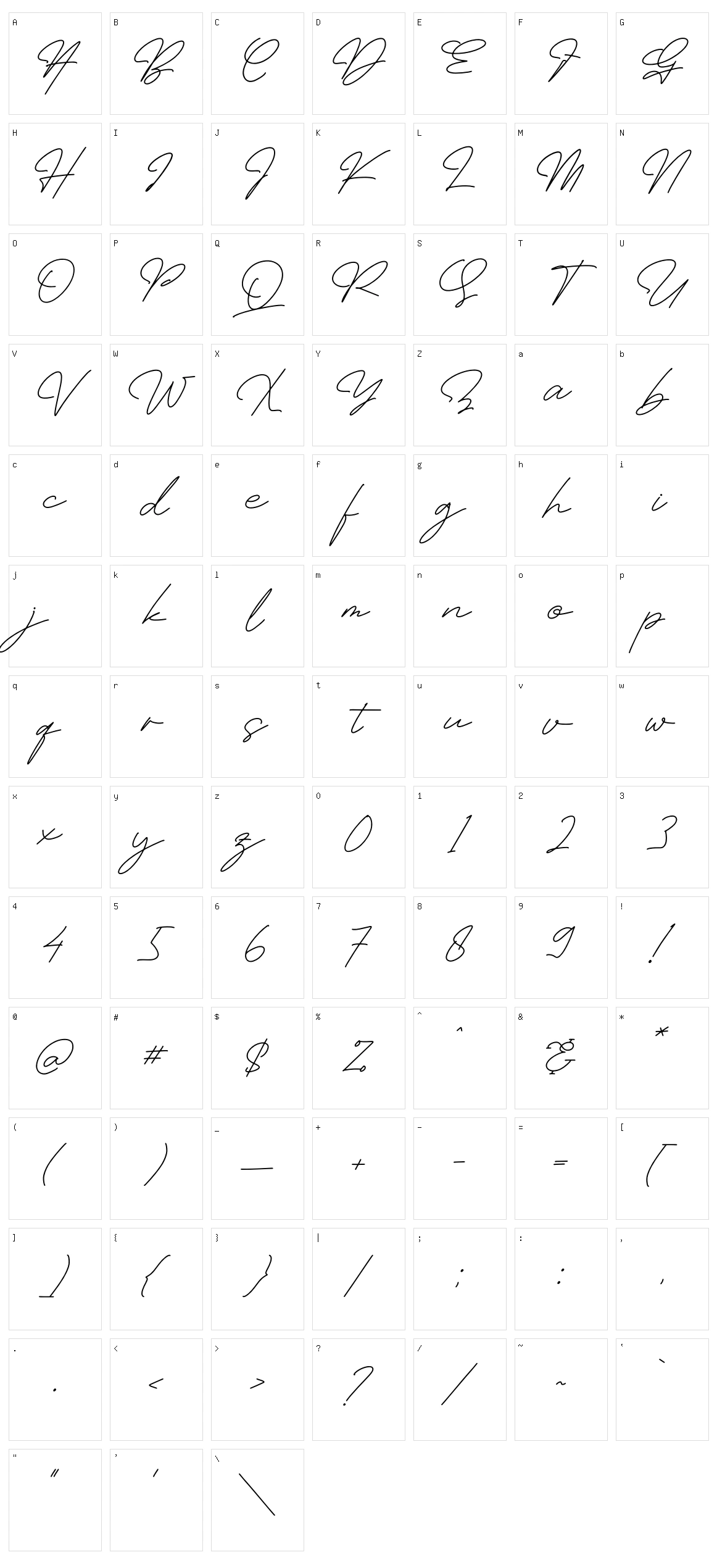 Masteria Character Set