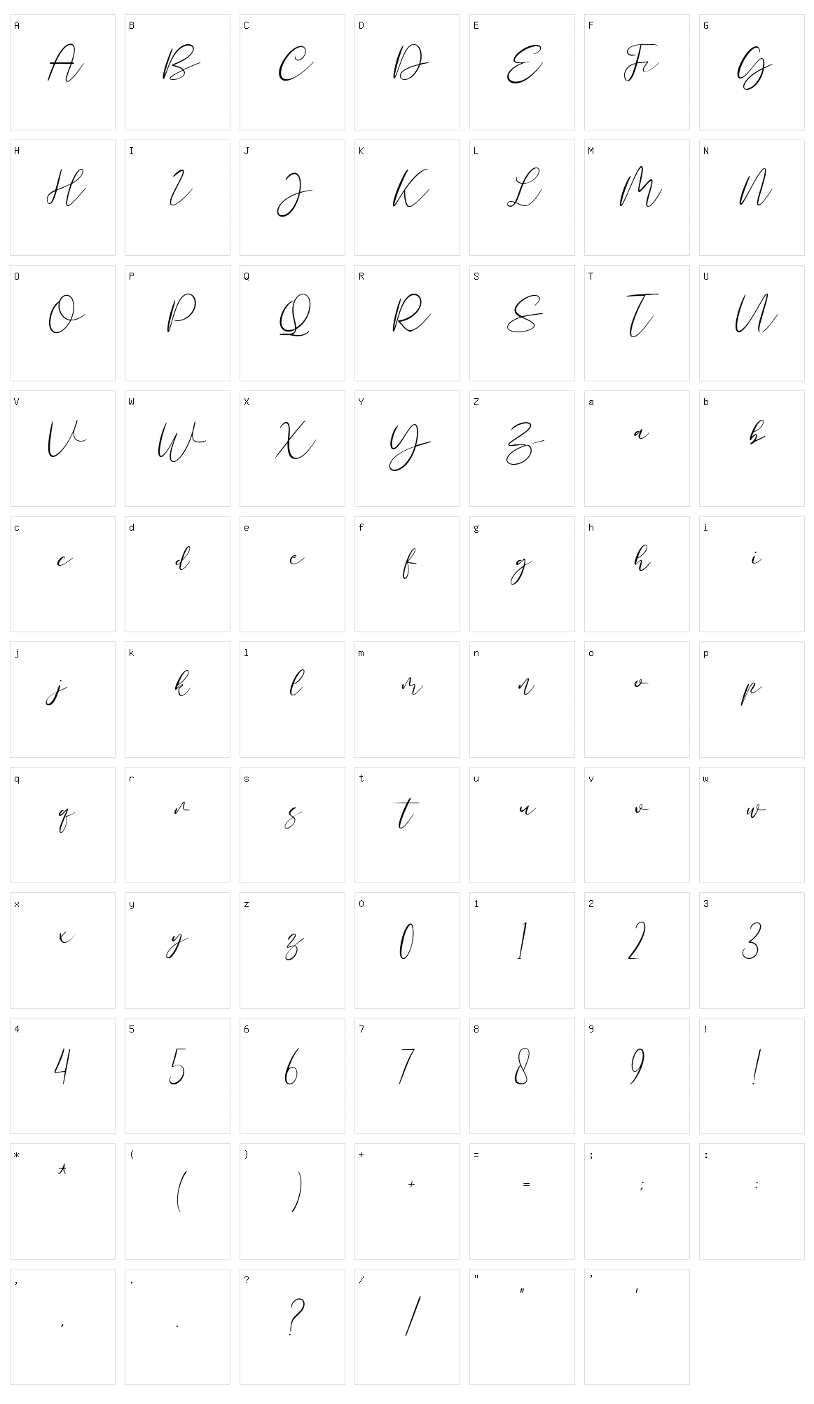 Mastyle Script Character Set