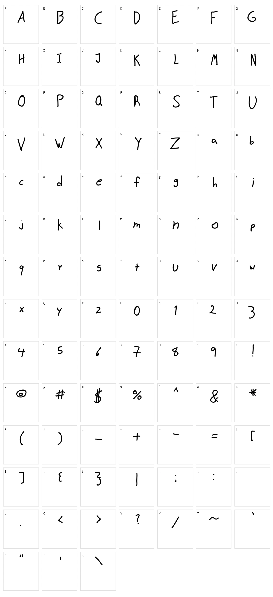 Matolica Character Set