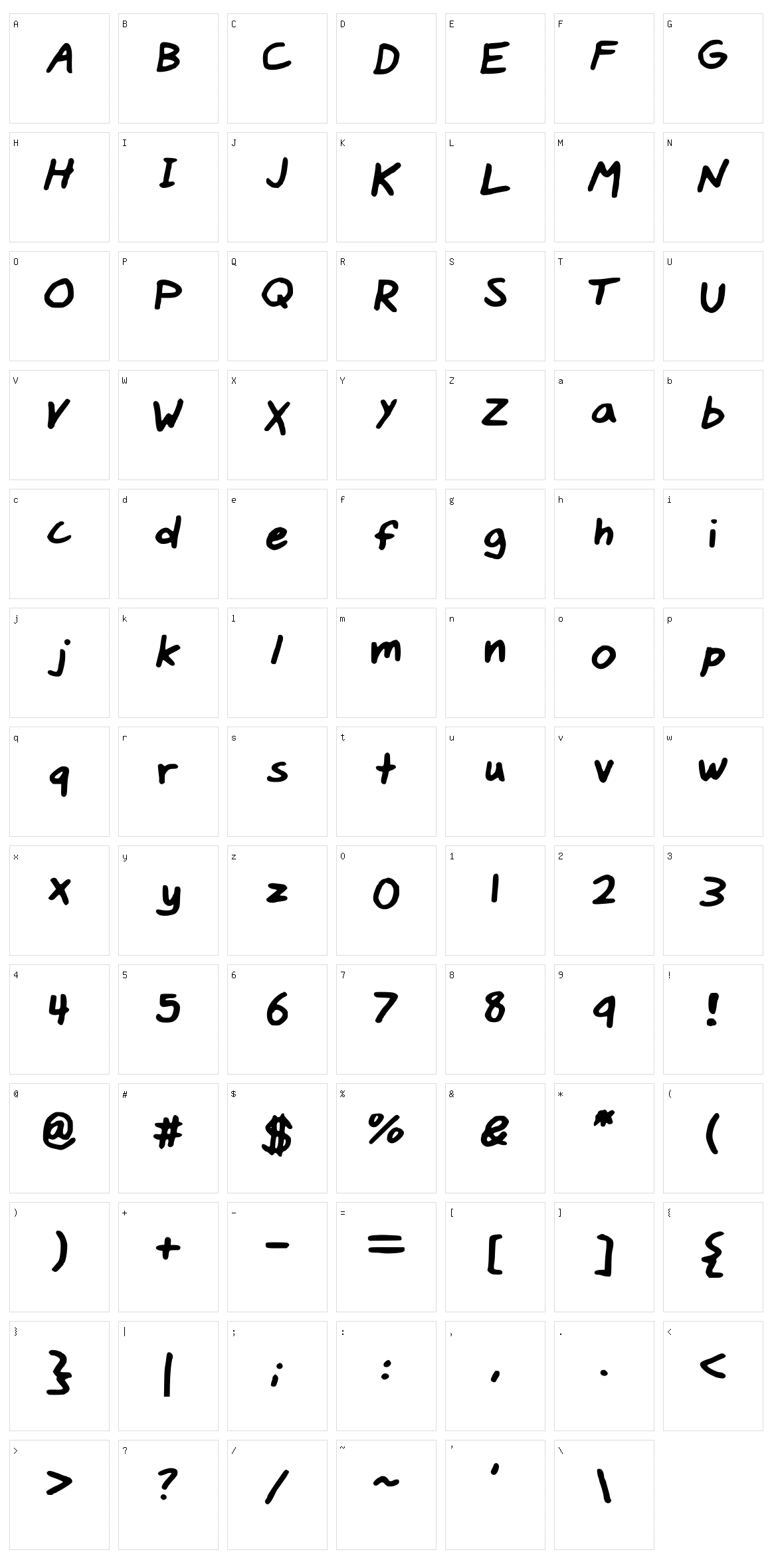 Matts Handwriting Character Set