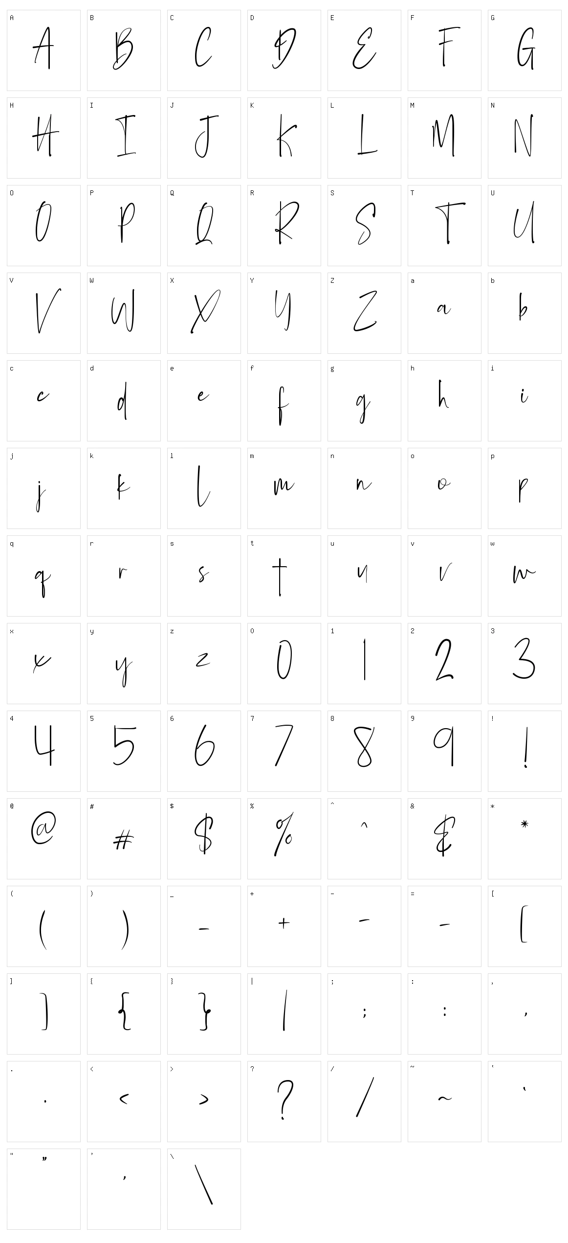 Maveline Character Set
