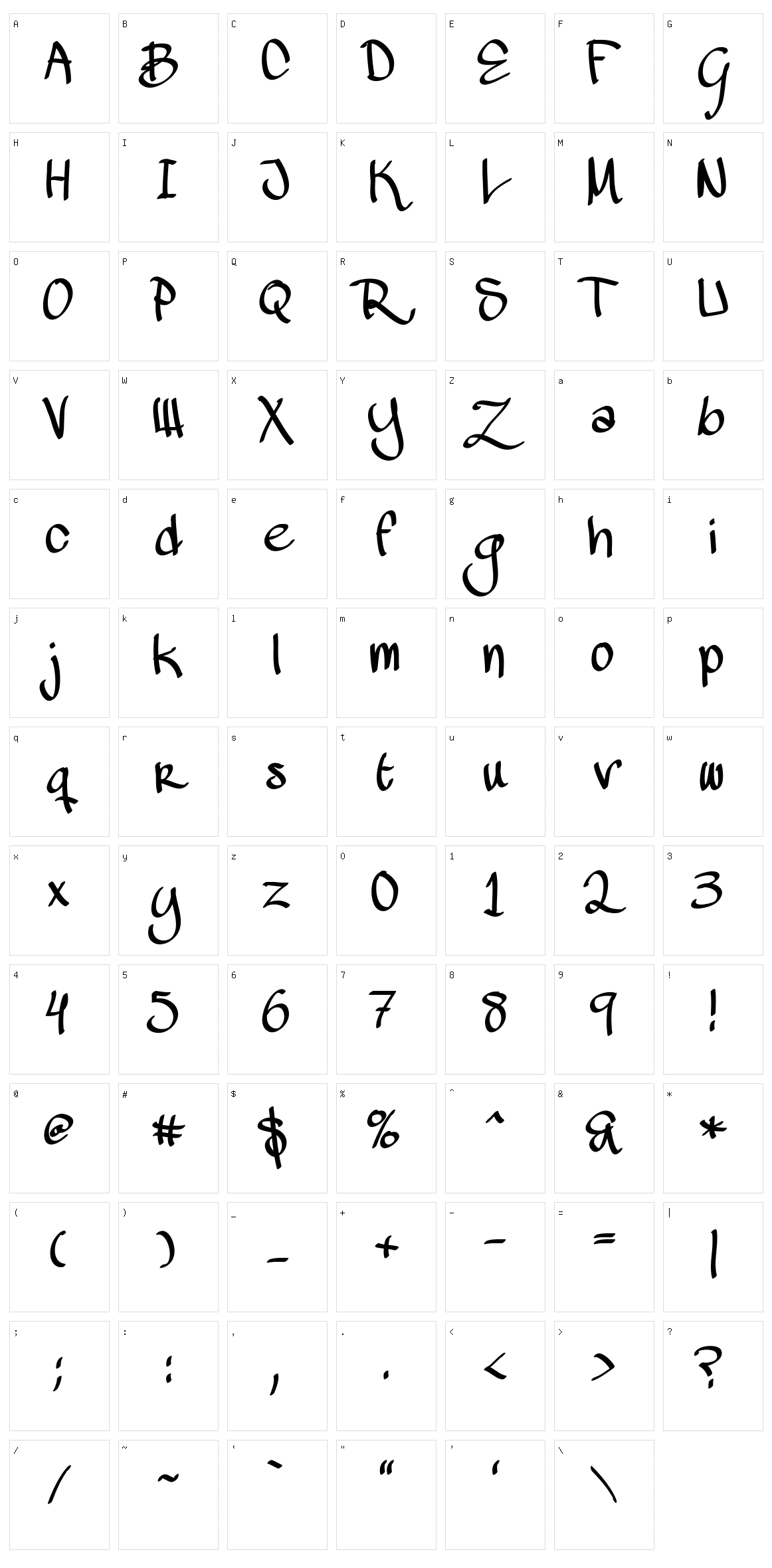 Mawns Handwriting Character Set