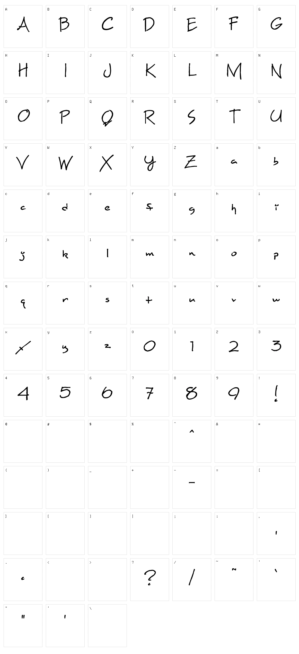 Maxine Script Character Set