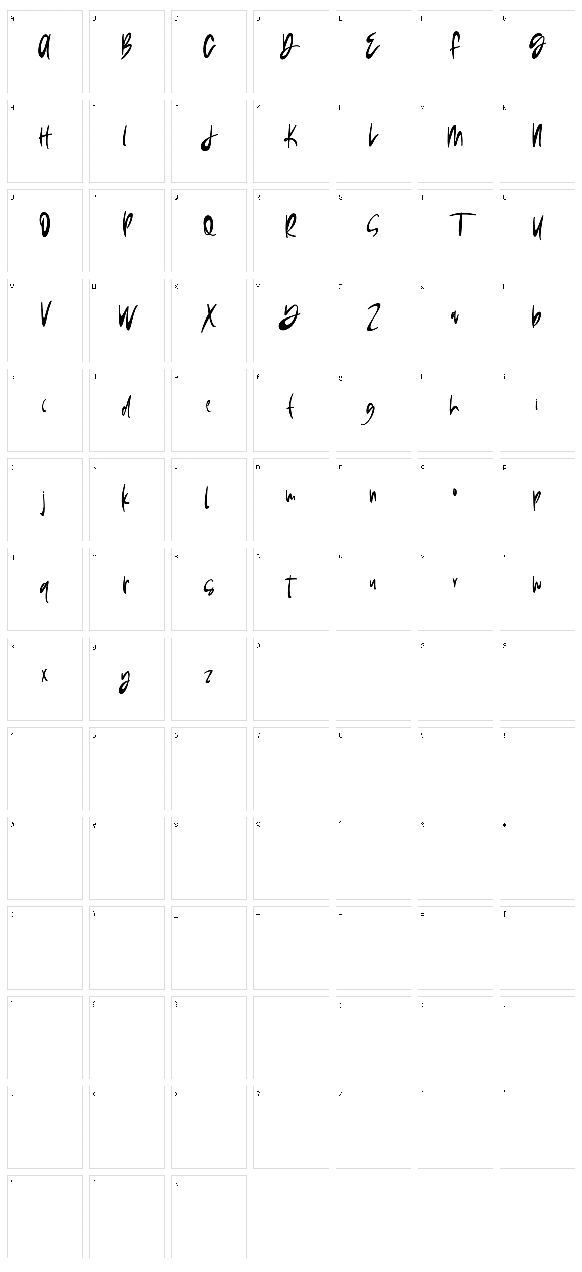 Mayasi Character Set