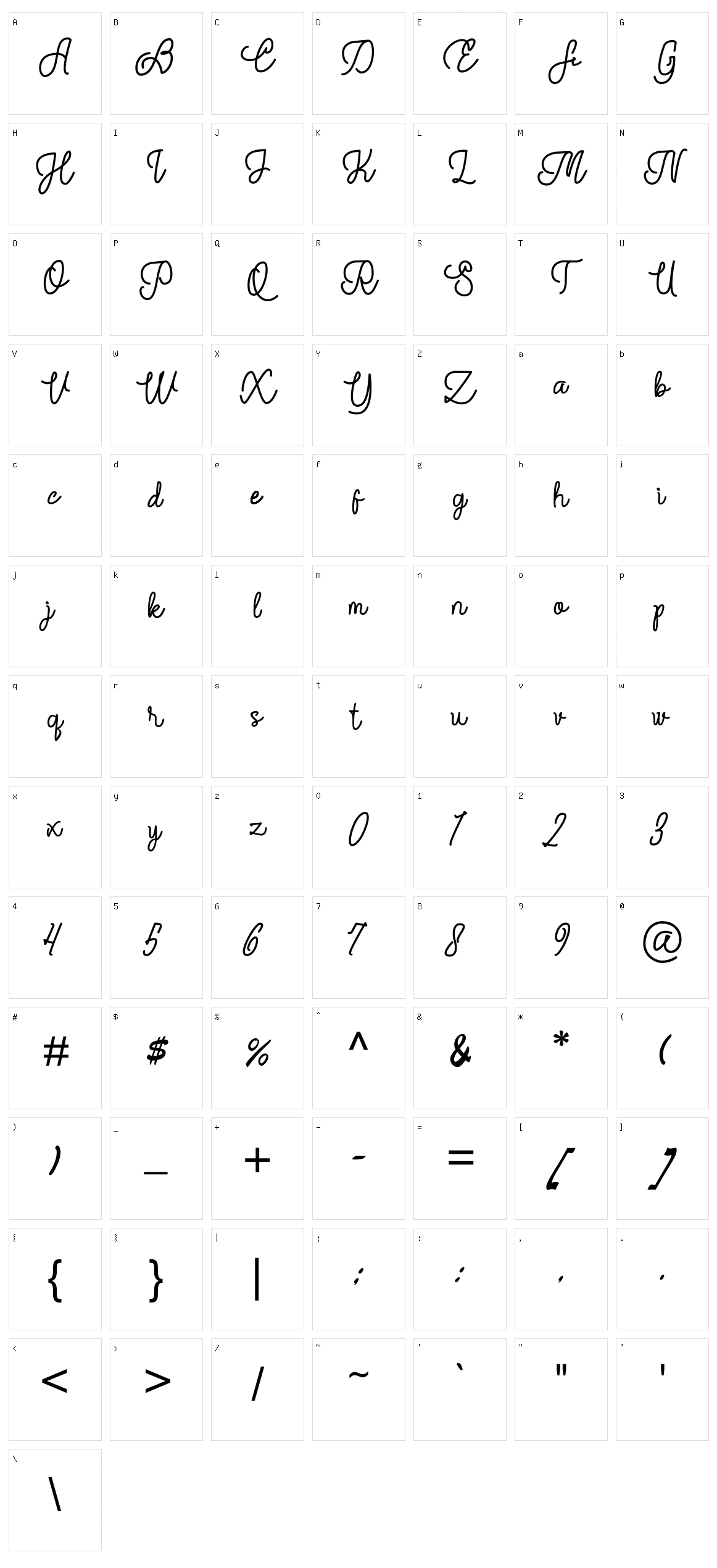 Mayasto Character Set