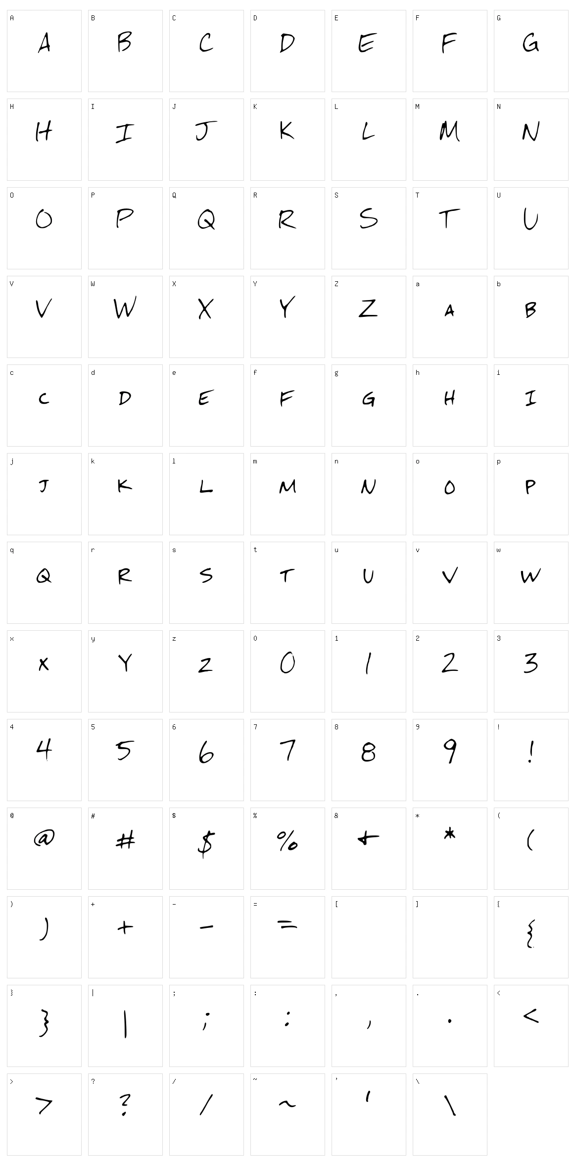 McHandwriting Character Set