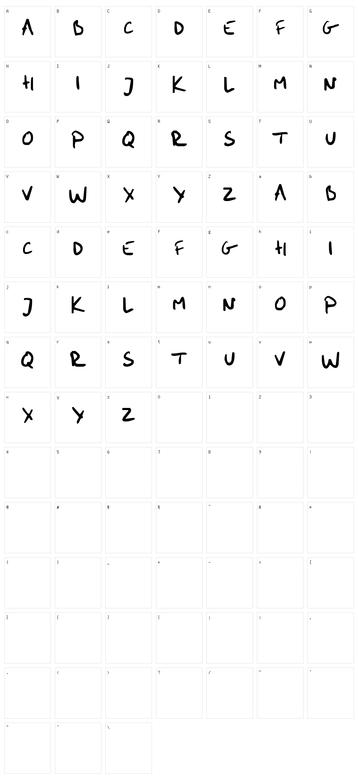 Me Handwritin Bold Character Set