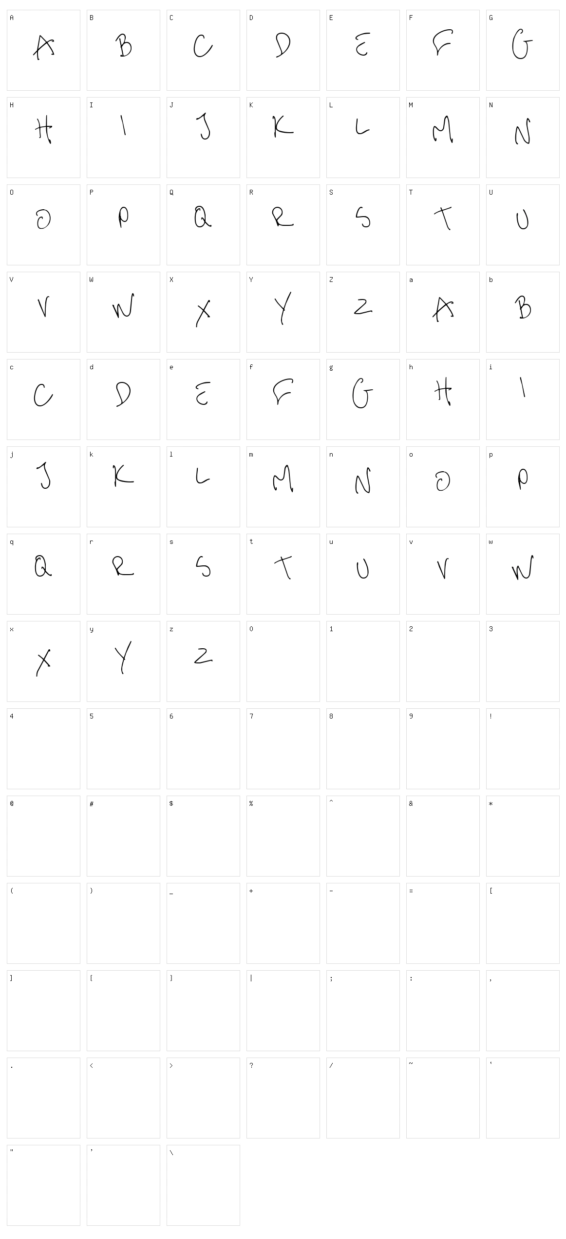 Me Handwritin Thin Character Set
