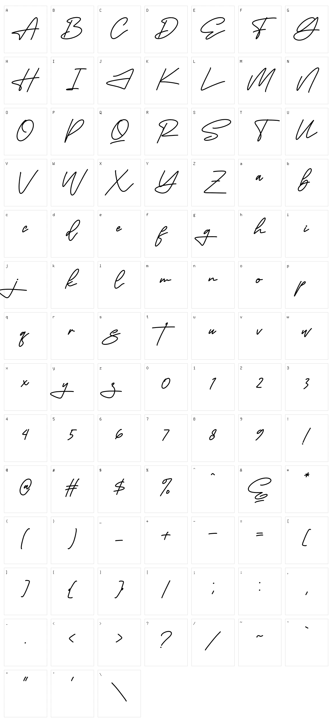 Megasta Signateria Signature Character Set