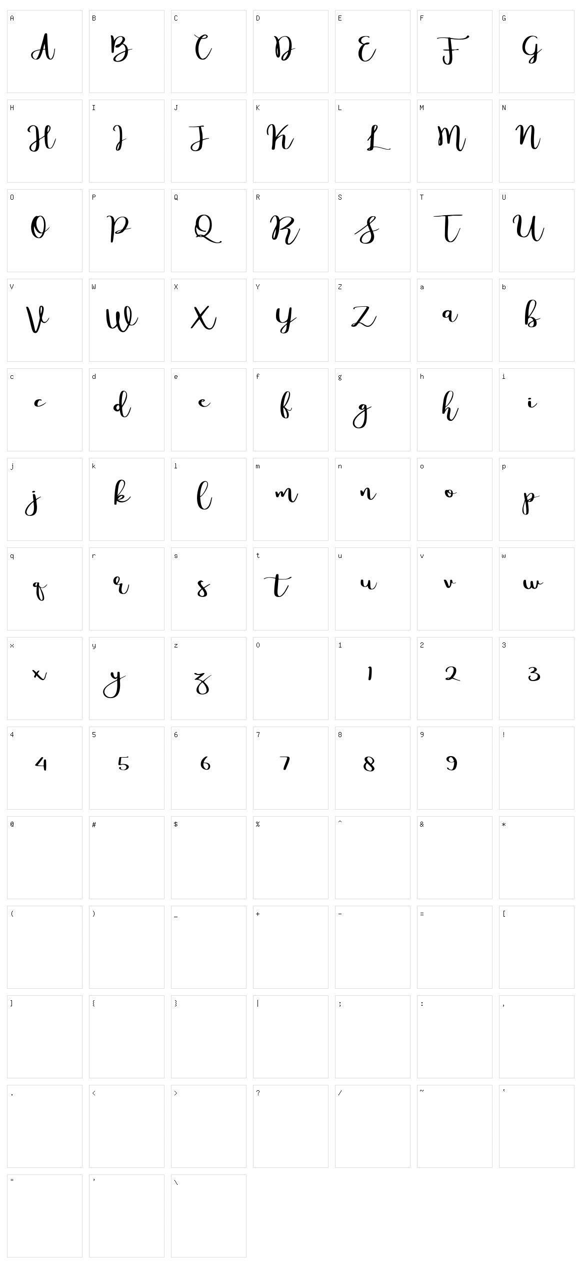 Meillina Character Set