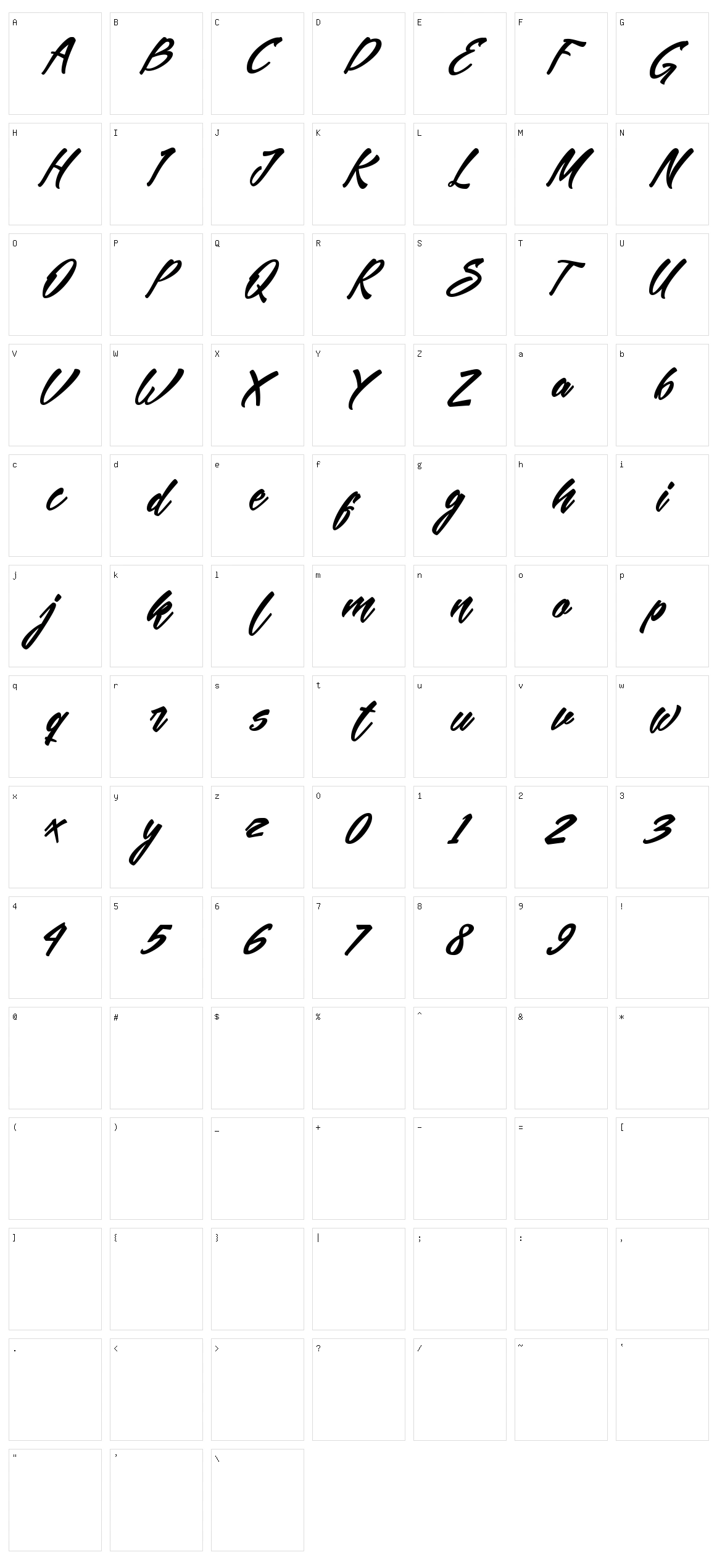 Mekar Script Character Set