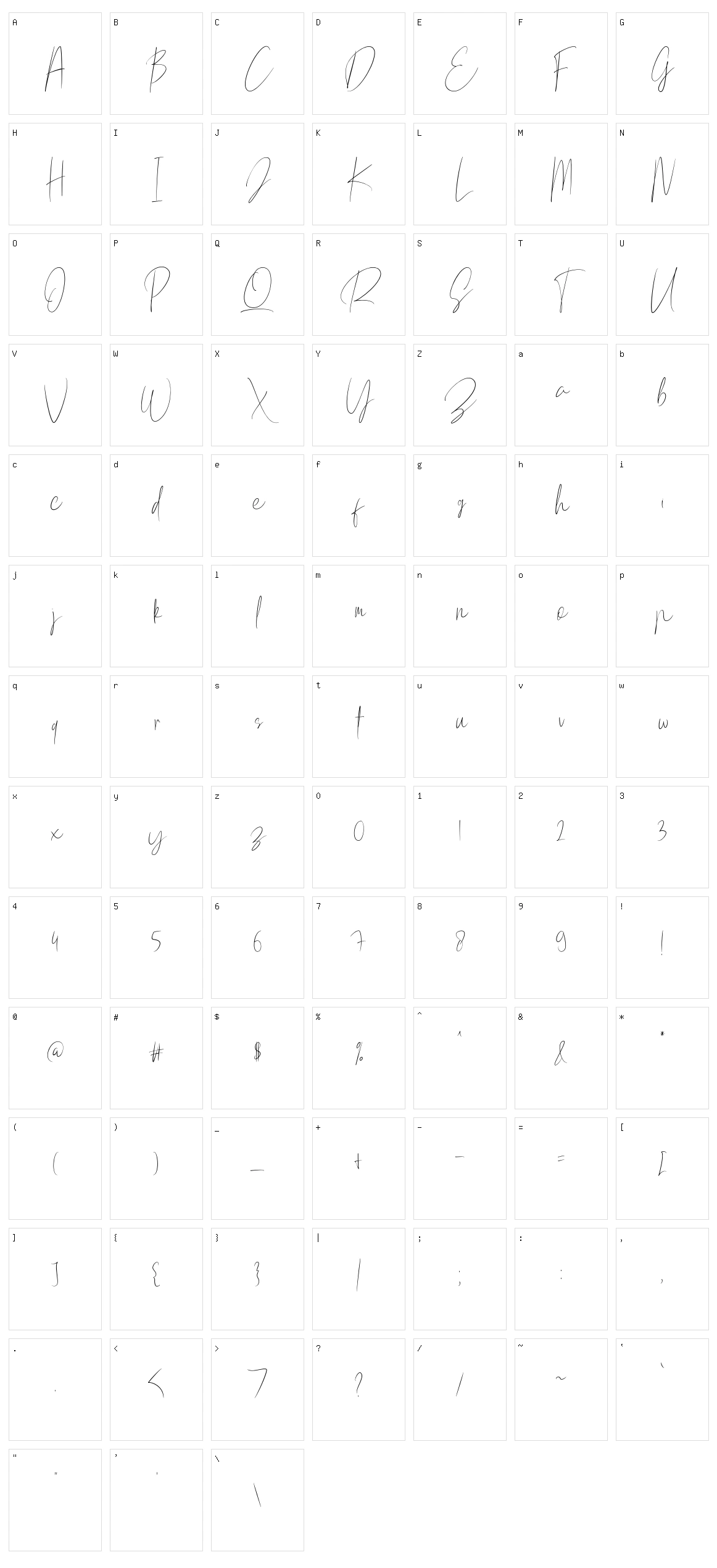 Mellati Script Character Set