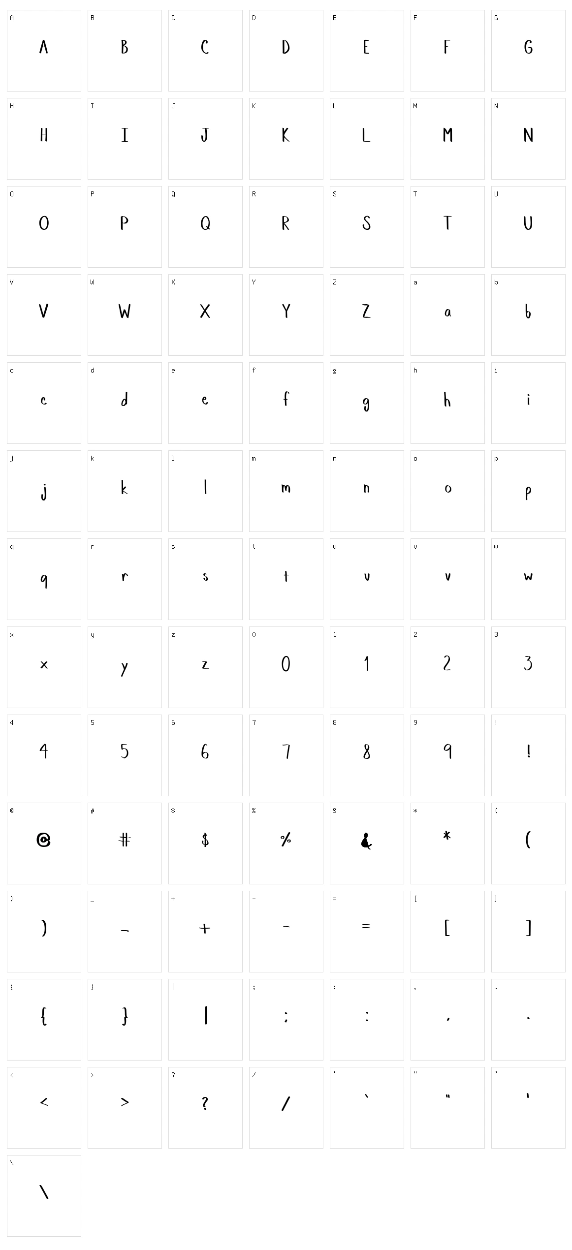 Memos Hand Character Set