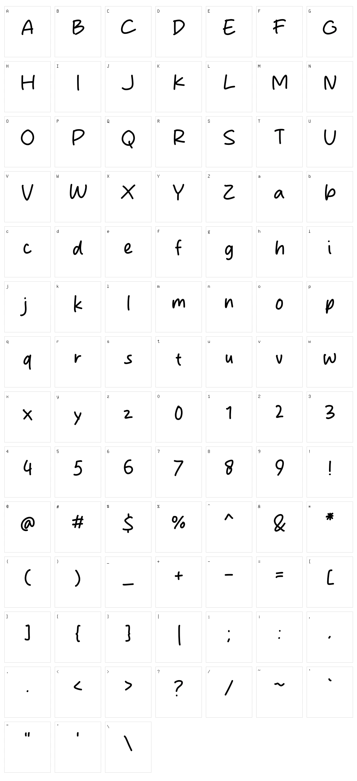 Mental Space Character Set