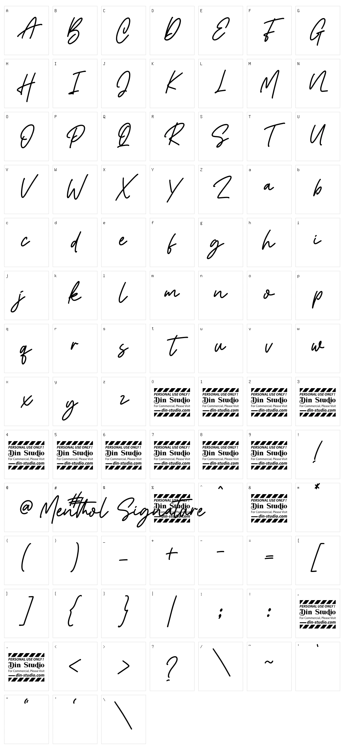 Menthol Signature Character Set