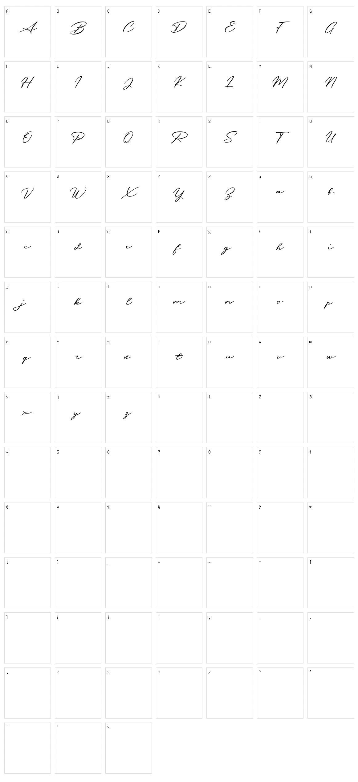 Messy Nessy Script Character Set