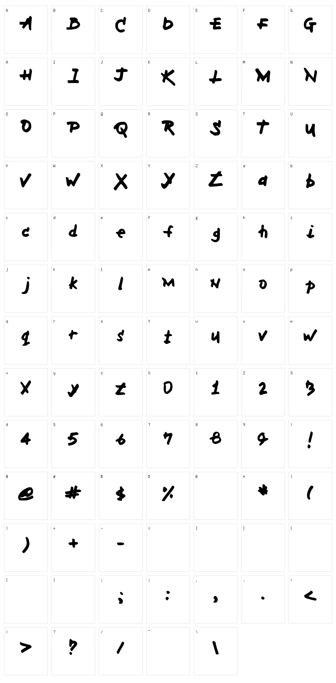 MH Font Character Set