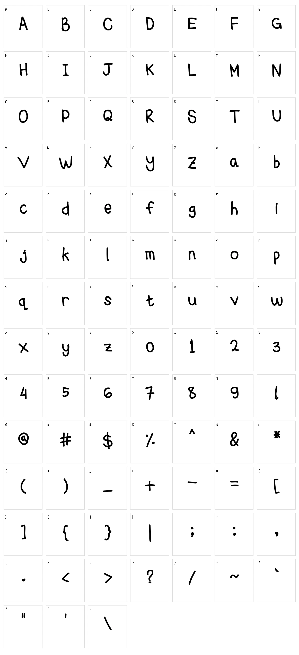 Michelle Handwritting Character Set