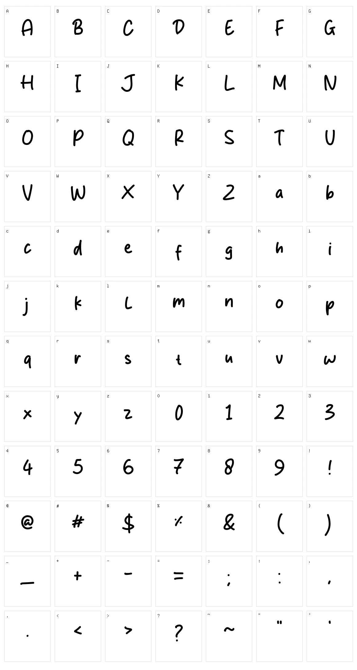Milikah Character Set