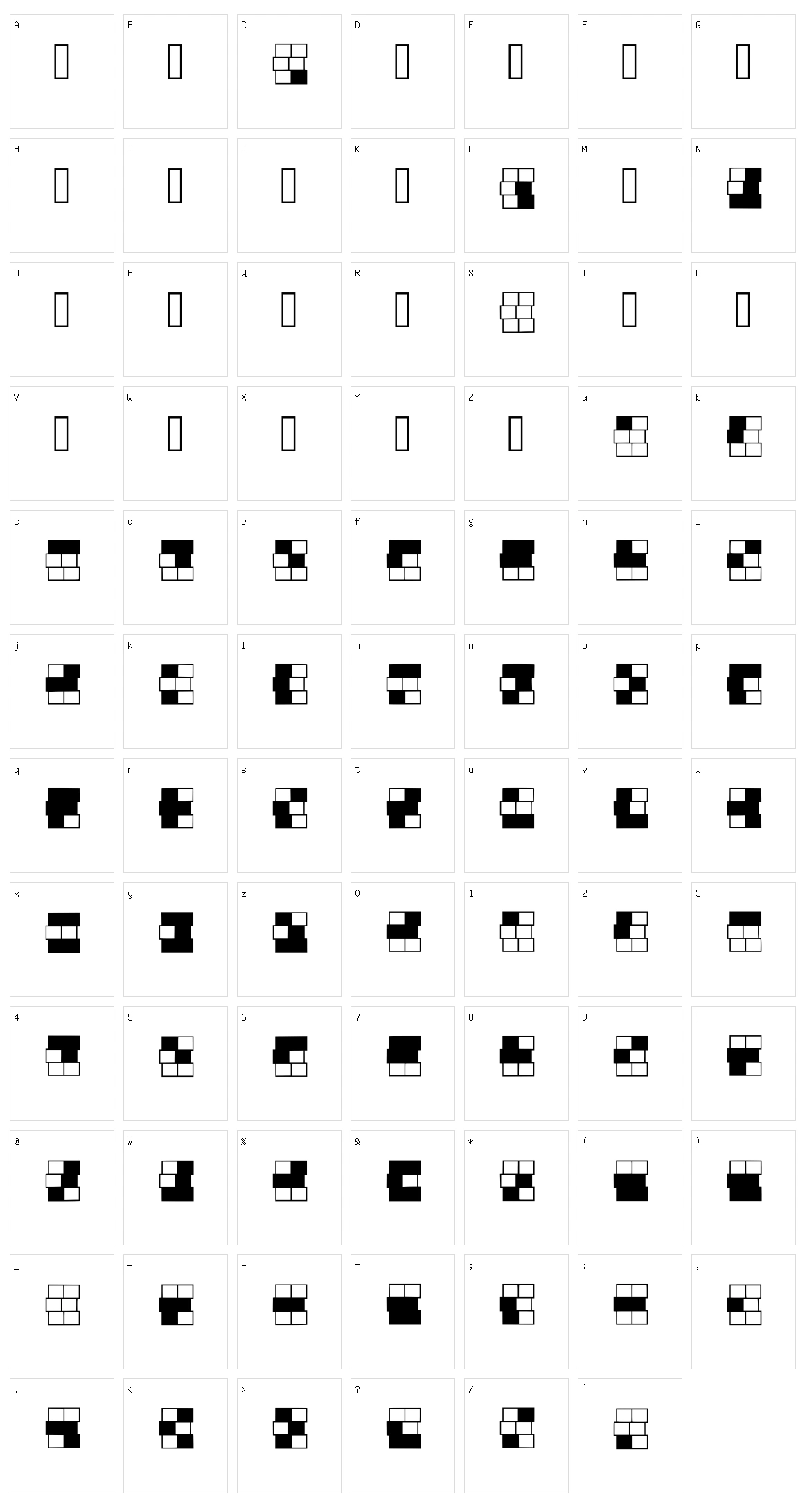 Braille Grid Character Set