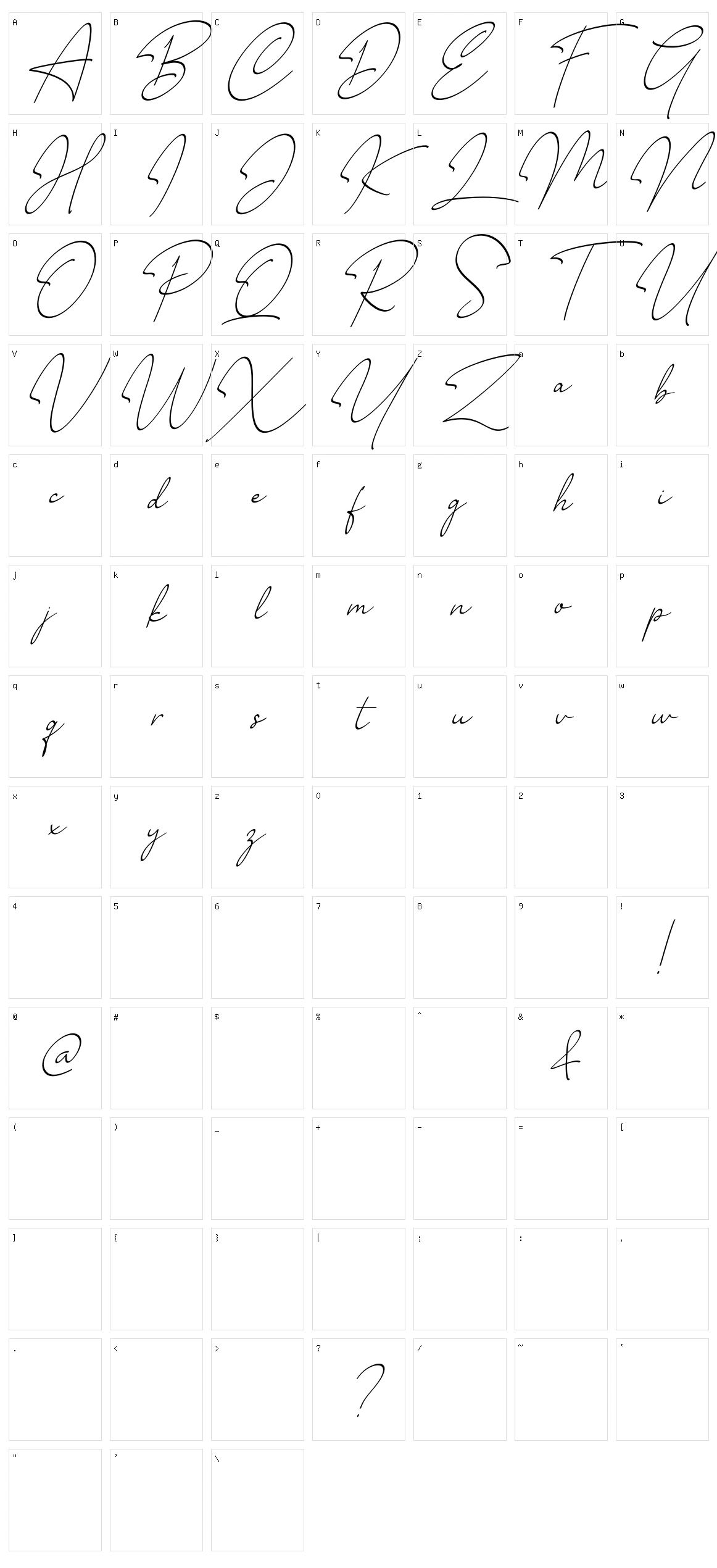 Millano Character Set