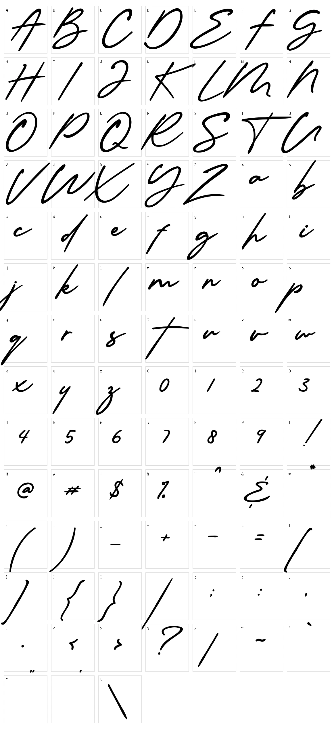 Millanova Character Set