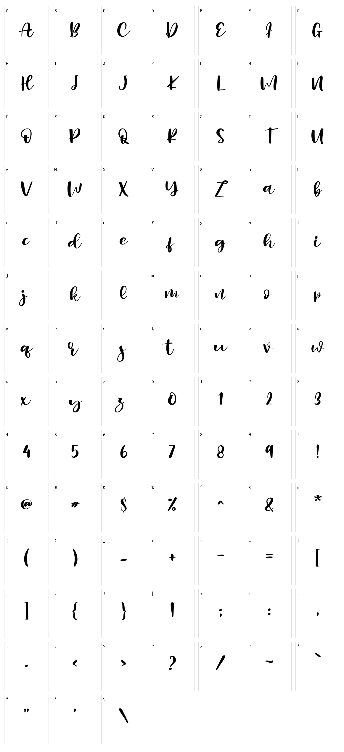 Millenial Script Character Set