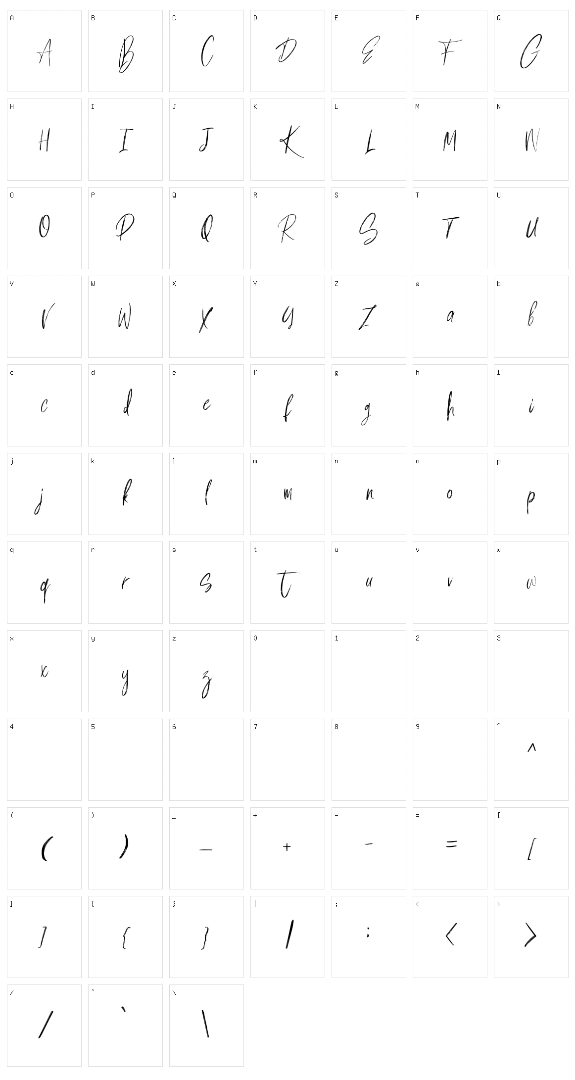 Milles Handwriting Character Set