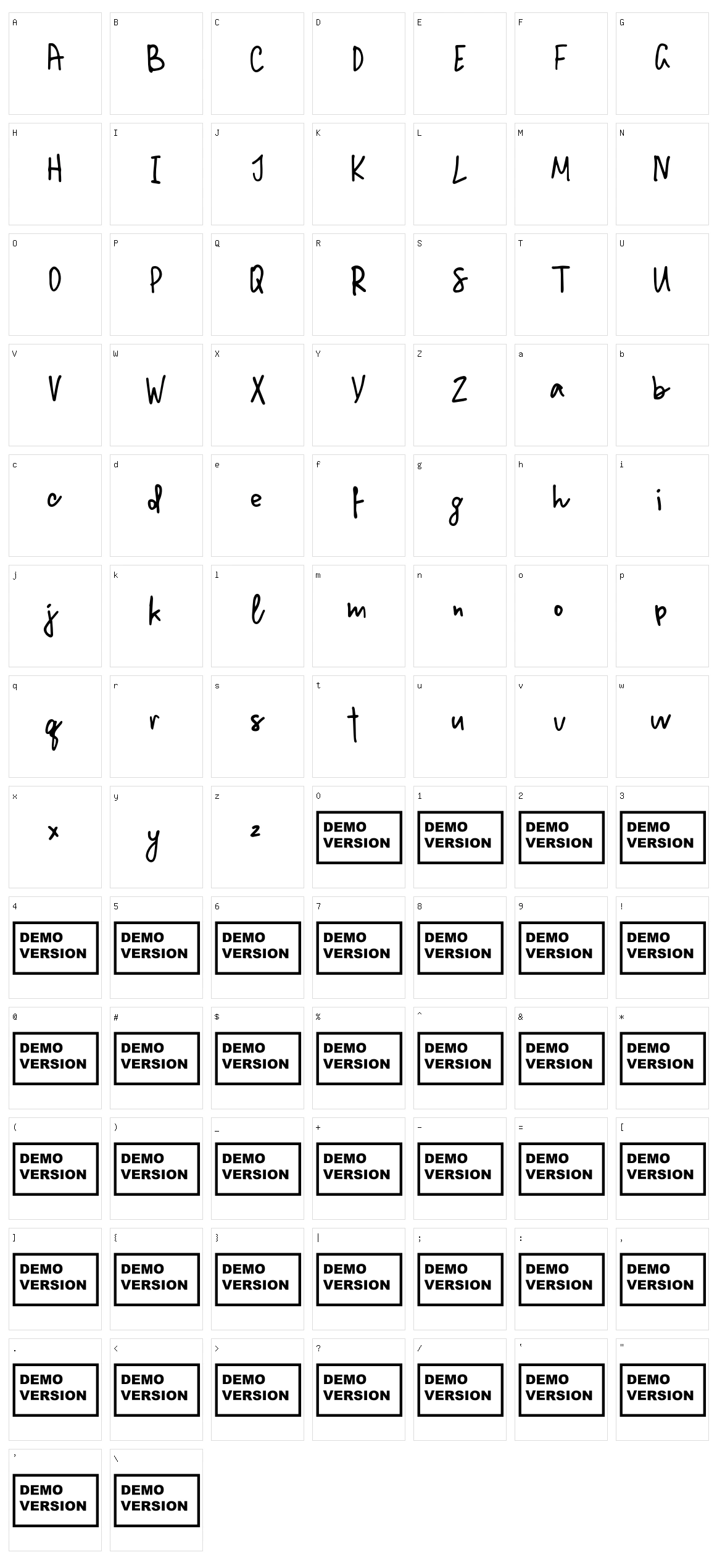 Million Notes Character Set