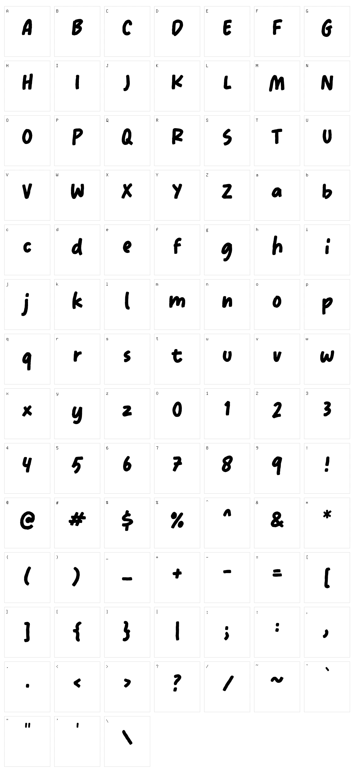 Milterna Character Set