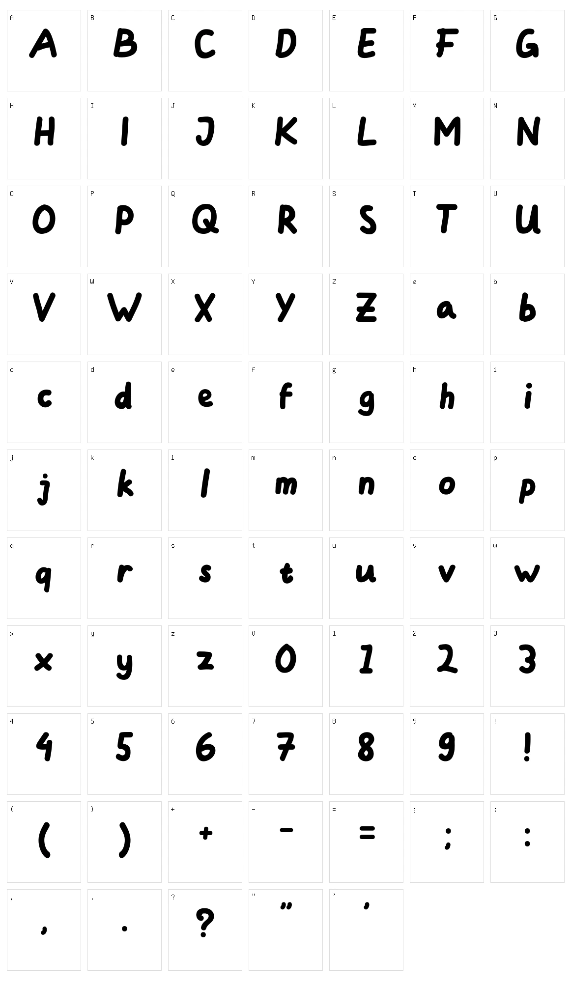 Minasans Character Set
