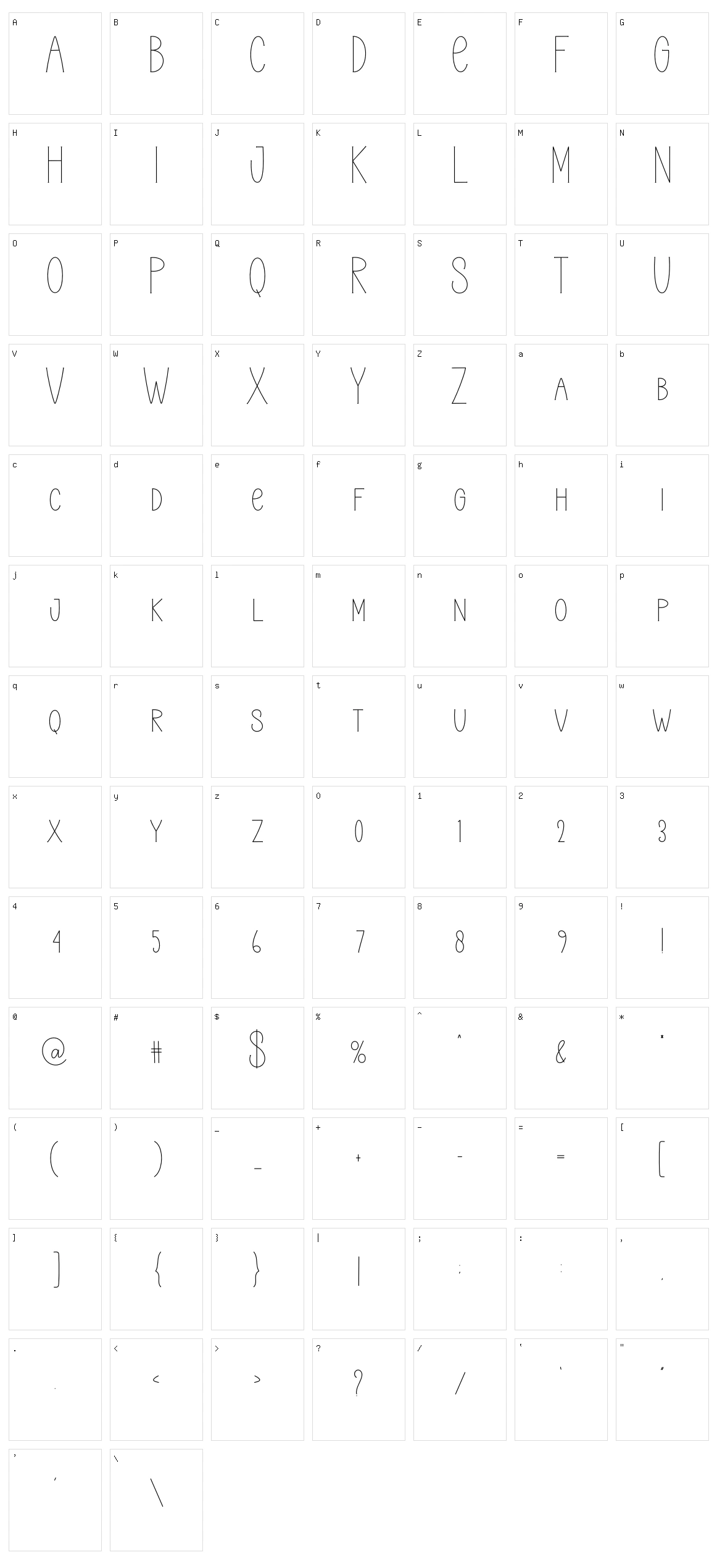 Minimalist Writing Character Set