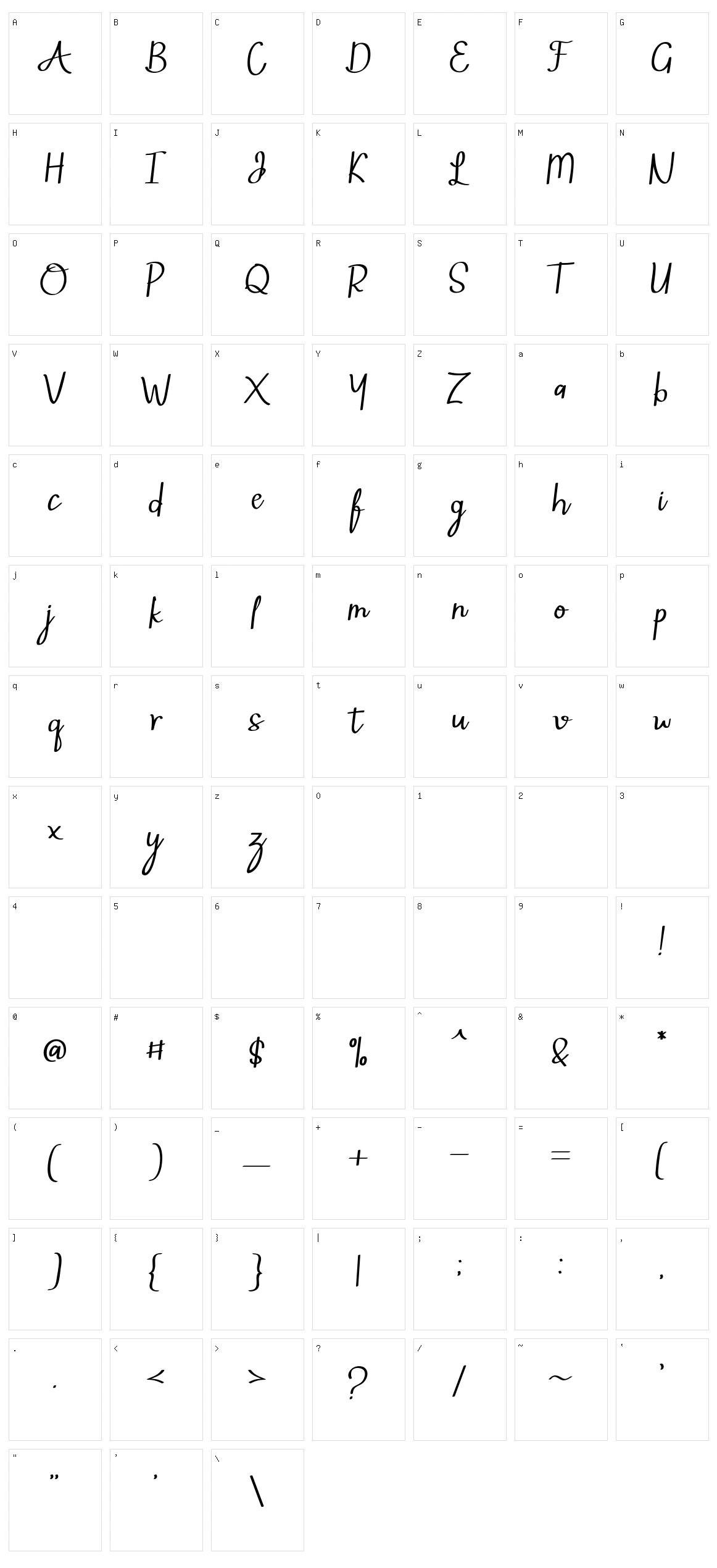 Mintlic Character Set