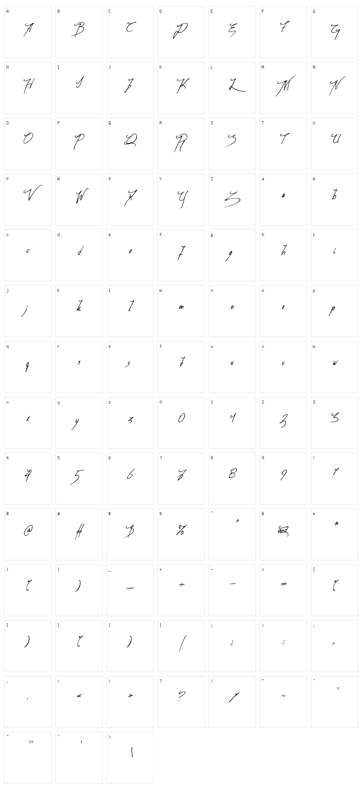 Miog Character Set