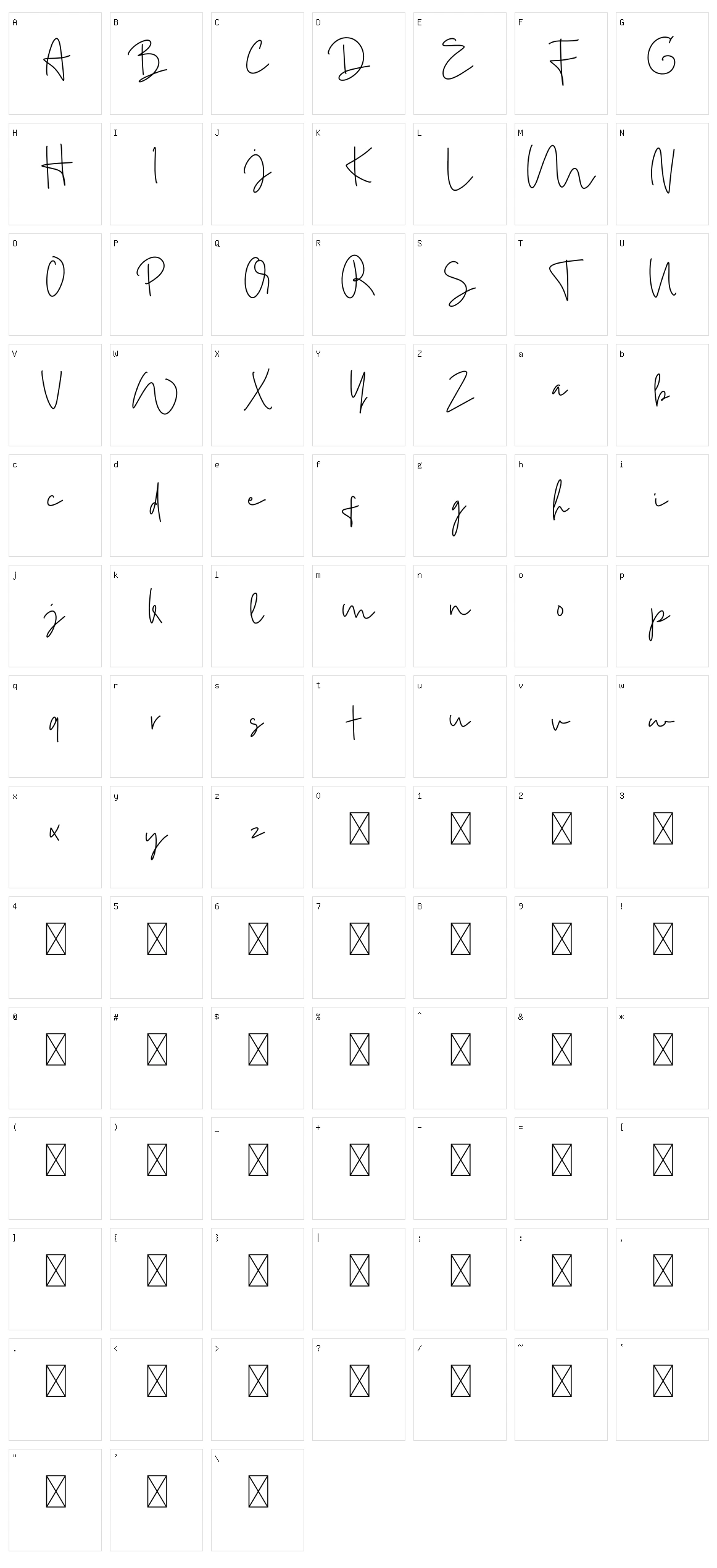 Mistice Character Set