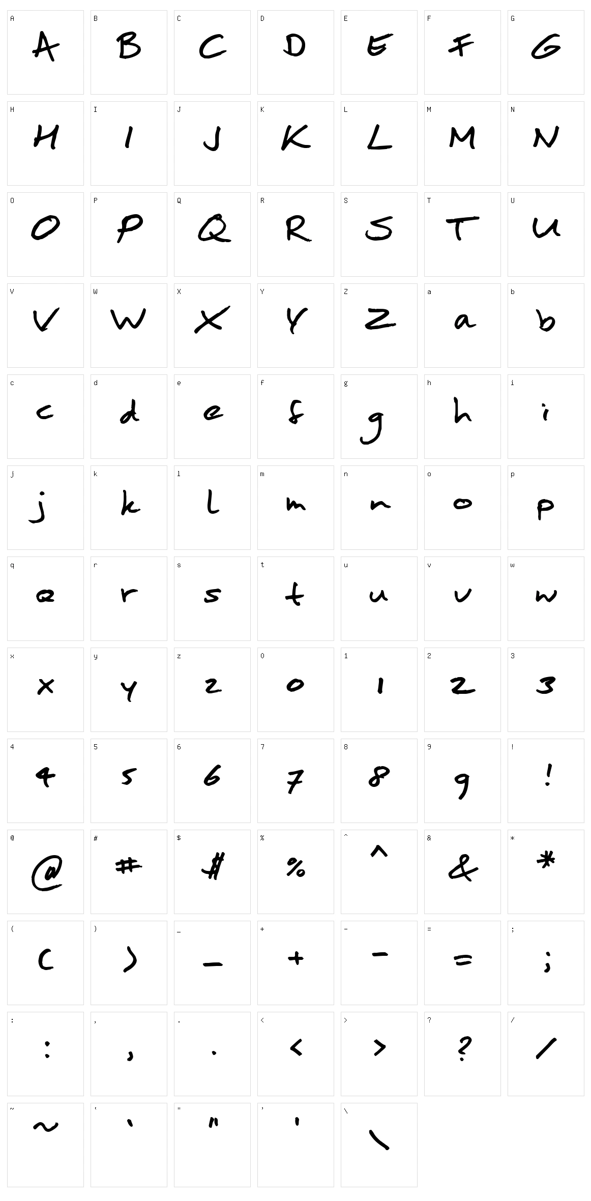 Moan Hand Character Set