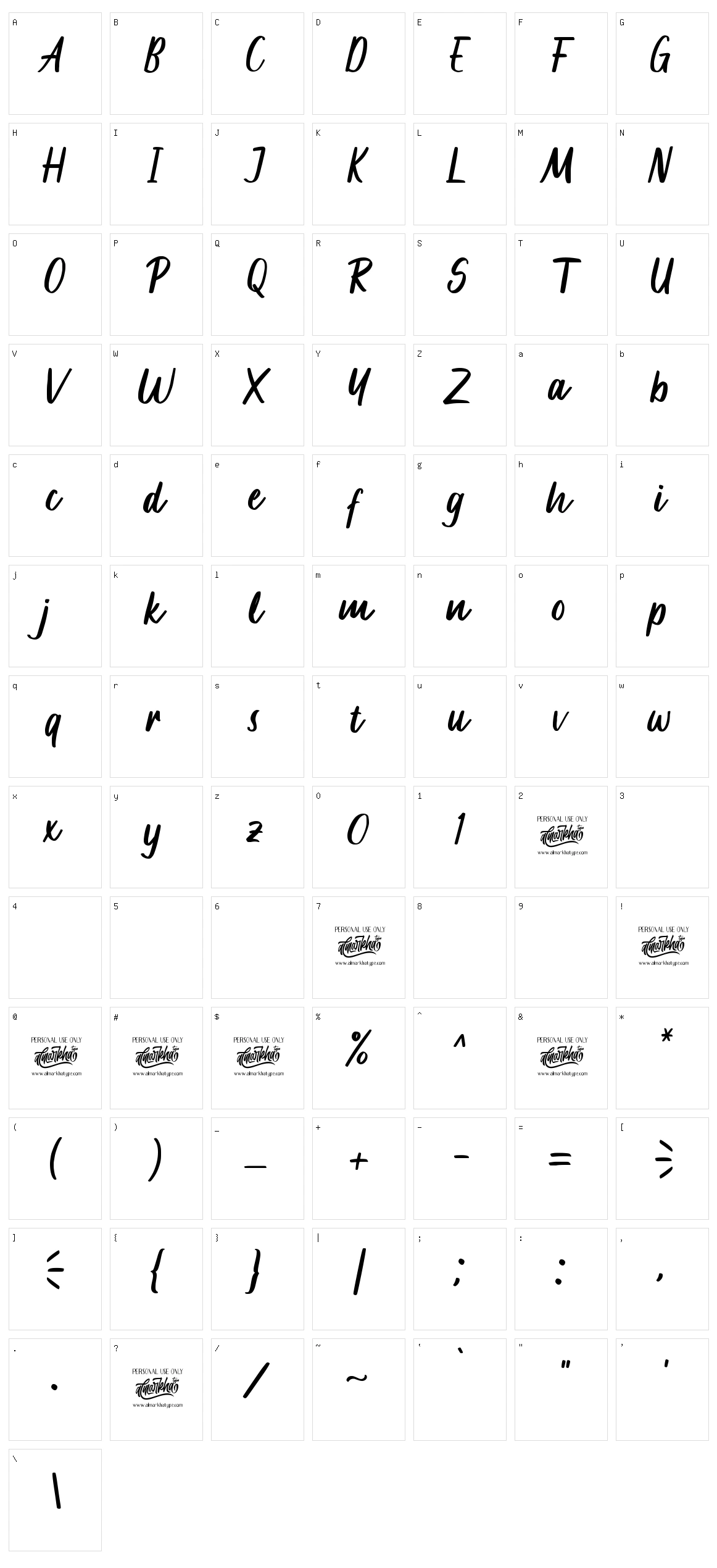 Mochalosta Character Set