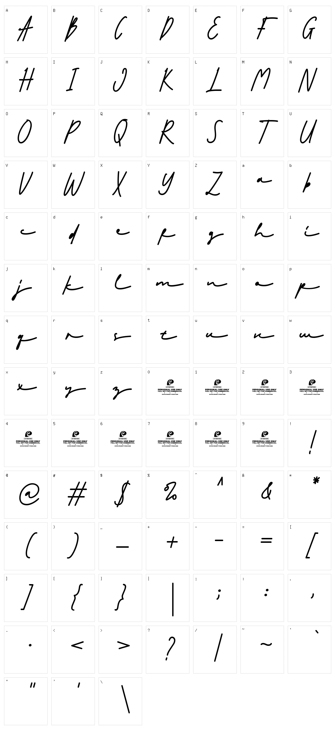 Mockine Character Set