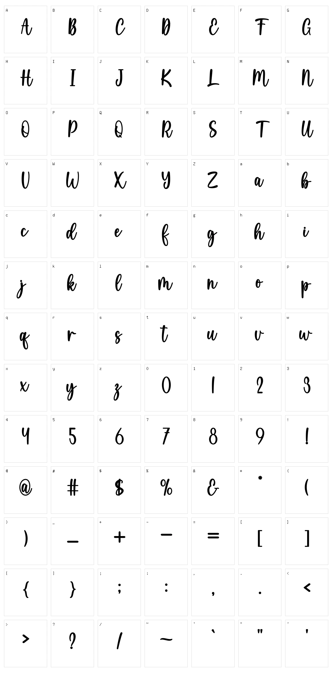Modesta Character Set
