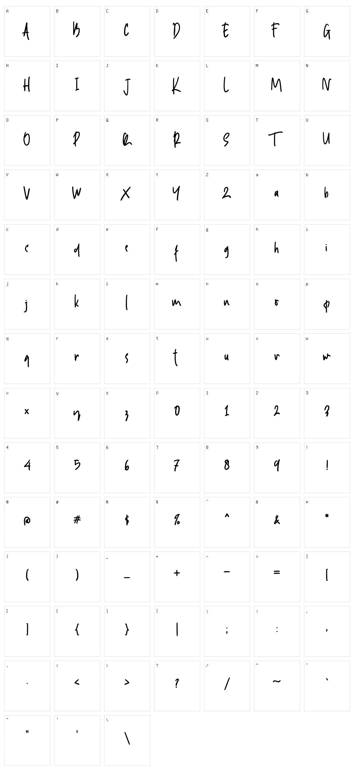 Modis Character Set