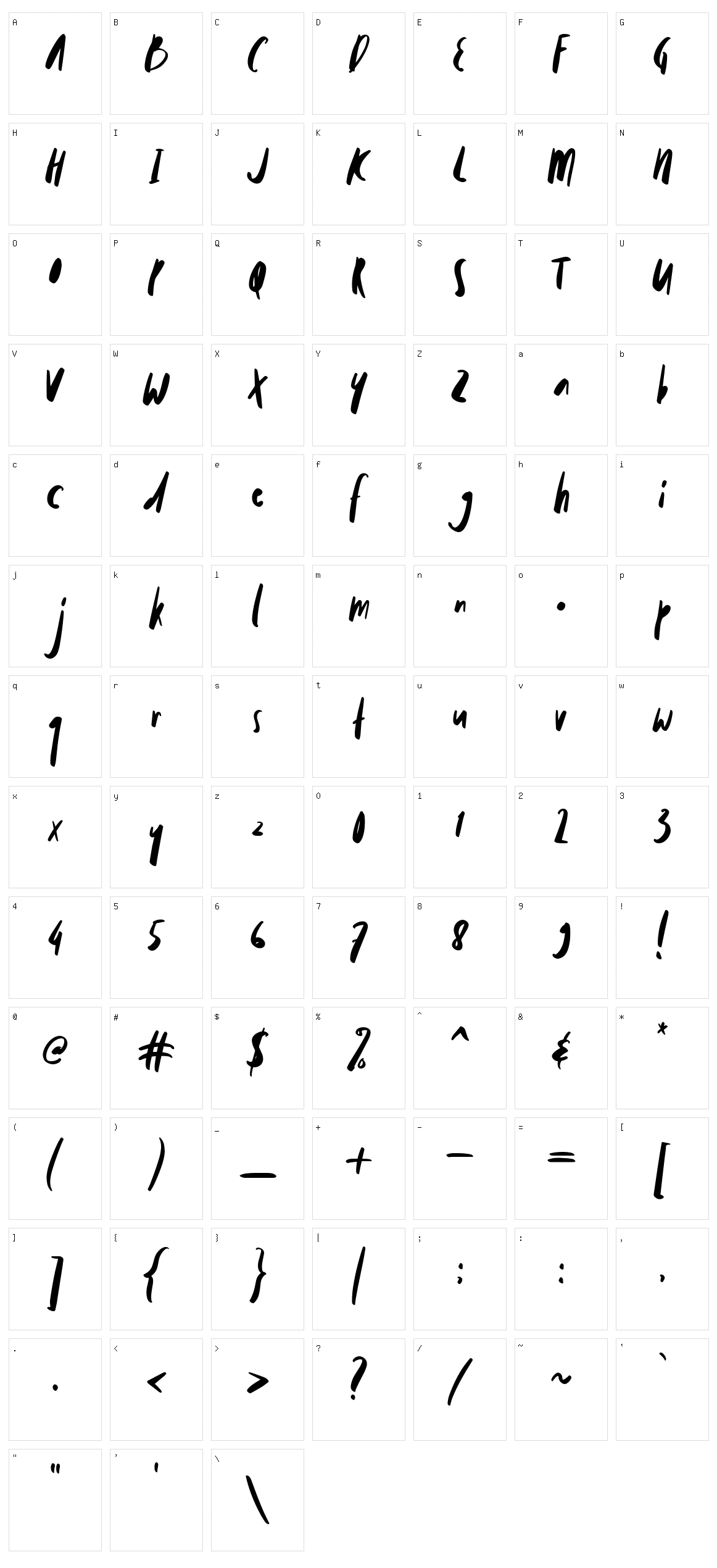 Mollroy Character Set