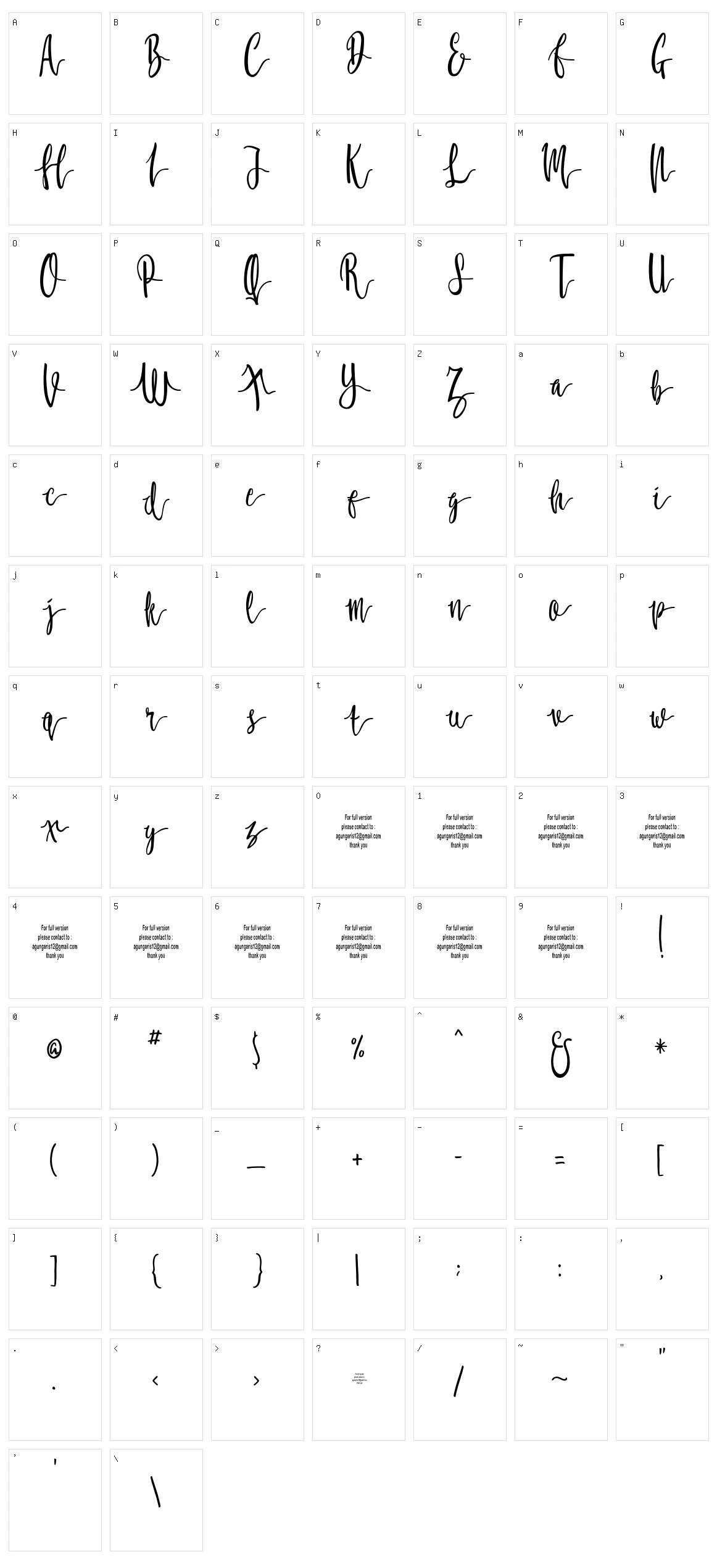 Molluca Character Set