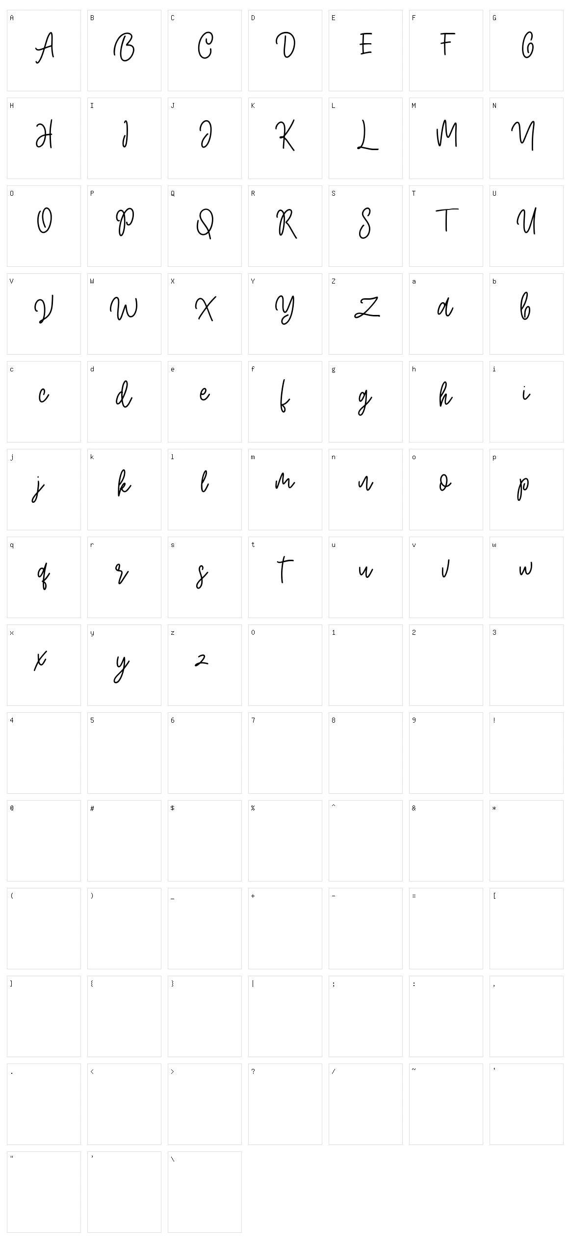 Mollysh Script Character Set