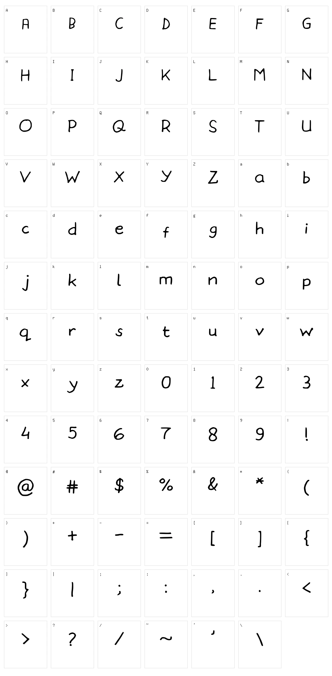 MomsHand Character Set